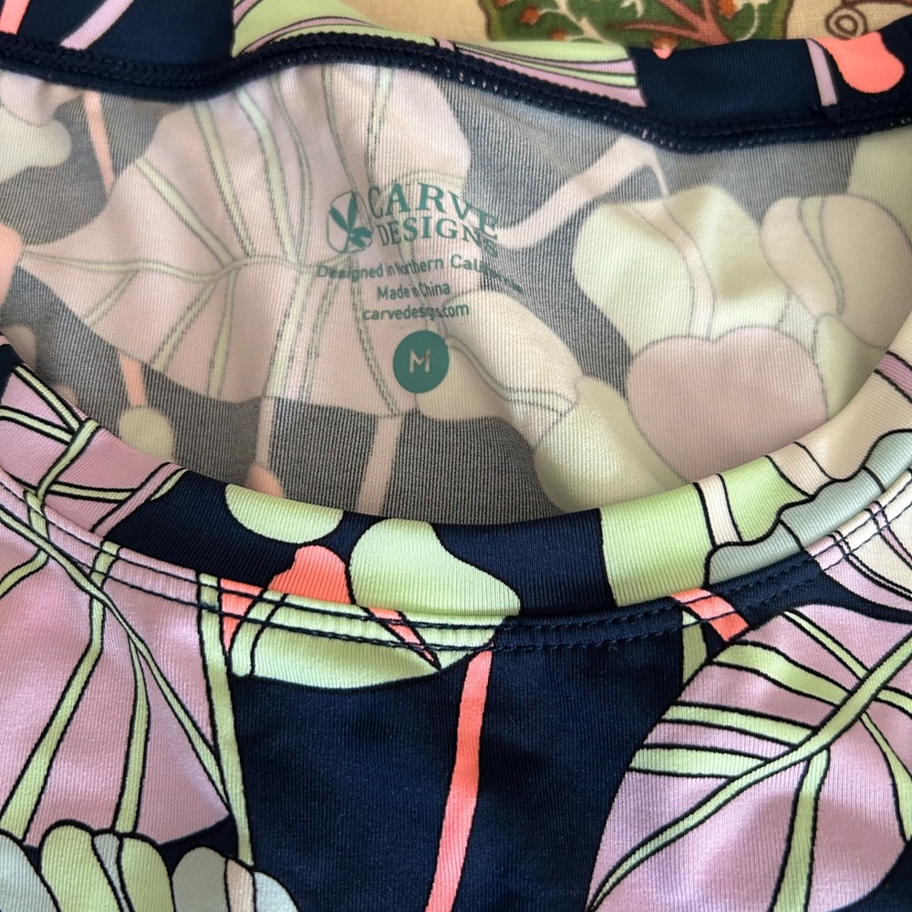 Carve Designs Floral Tank Top - Navy and Pastel
